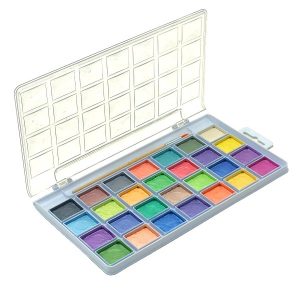 28 Colors Pearlescent Semi-Wet Watercolor Paint Set