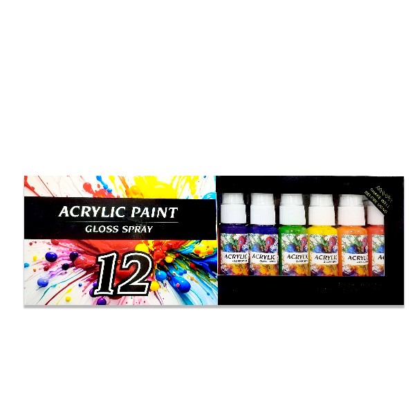 12 Colors Gloss Spray Acrylic Paints Set