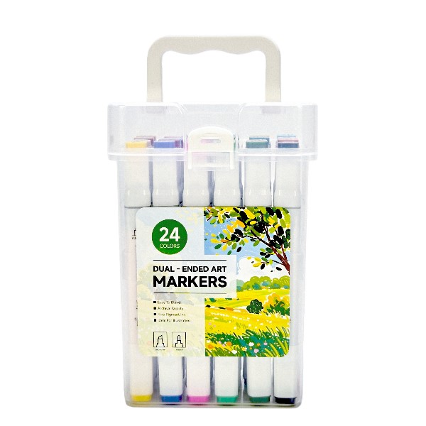 24 Colors Dual Tip Art Markers Set
